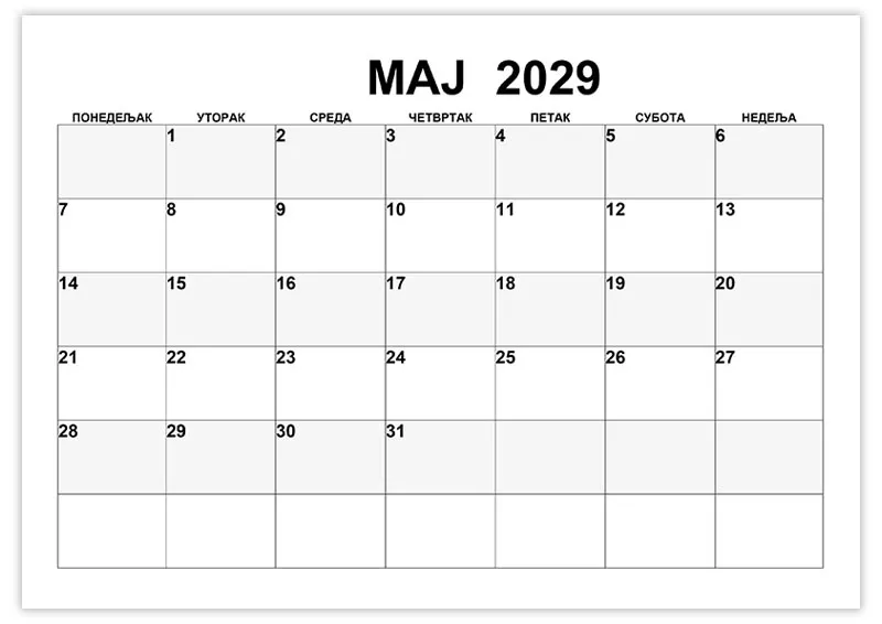 kalendar-za-beleshke-za-maj-2029